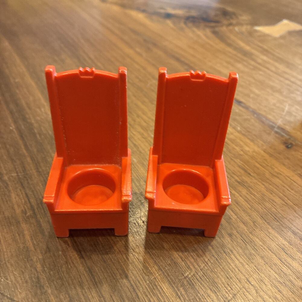 Vtg Fisher Price Little People Castle #993 Replacement Tall Red Throne Chair (2) - Picture 1 of 2